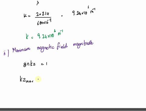 electromagnetic-waves-123468-the-magnetic-field-in-a-plane-monochromatic-electromagnetic-wave-with-wavelength-680-nm-propagating-in-a-vacuum-in-the-z-direction-is-described-by-bb1sinkz-fij-w-04932