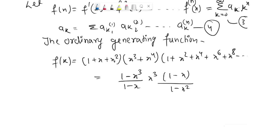SOLVED Find the generating function for the number of