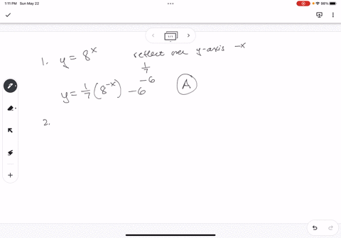 which-function-results-when-the-graph-of-the-function-y-8-is-reflected-in-the-y-axis-compressed-vertically-by-a-factor-of-and-shifted-6-units-down-y-3c8-y38-6-y38-6-what-is-the-exponential-e-01546