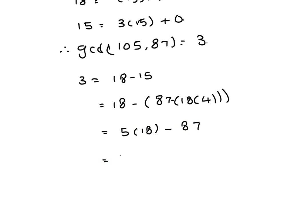 SOLVED: 4 (10 points) Consider the linear congruence 87x â‰¡ 57 (mod ...