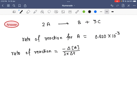 for-the-reaction-2-a-b-3-cthe-rate-of-reaction-for-a-is-0420-x-10-3-ms-what-is-the-corresponding-rate-of-reaction-of-c-a-0280-10-3-ms-b-0840-x-103-ms-0630-x-103-ms-d-0420-x-10-3-ms-e-126-10-43385