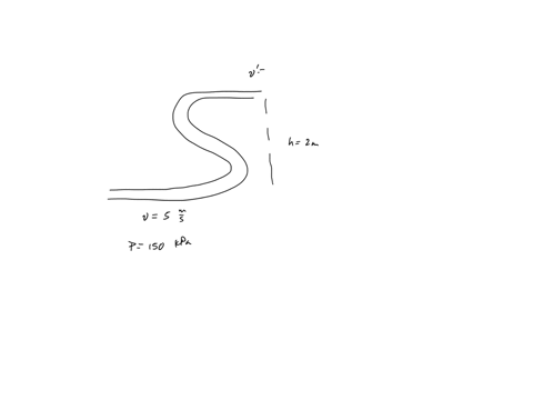 n-fresh-water-passes-through-an-s-shaped-pipe-at-one-end-the-water-in-the-pipe-has-a-pressure-of-150000-pascal-pa-a-speed-of-50-mls-and-a-height-of-00-m-at-the-other-end-the-speed-of-the-wat-68789