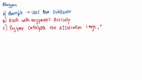 what-is-a-ribozyme-a-an-enzyme-that-uses-rna-as-a-substrate-b-an-rna-with-enzymatic-activity-c-an-enzyme-that-catalyzes-the-association-between-the-large-and-small-ribosomal-subunits-d-an-en-15766