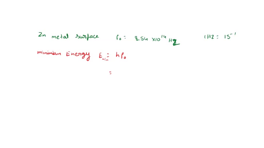 SOLVED The threshold frequency for dislodging an electron from a zinc metal surface is 8.54 x