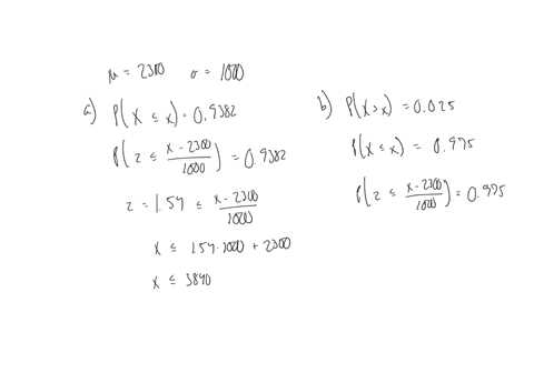 let-x-be-normally-distributed-with-mean-2300-and-standard-deviation-1000-you-may-find-it-useful-to-reference-the-z-table-a-find-x-such-that-px-x-09382-round-z-value-to-2-decimal-places-and-f-42135