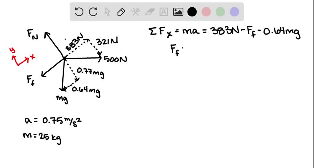 SOLVED: When a force of 500N pushes on a 25kg box as shown in FIGURE ...