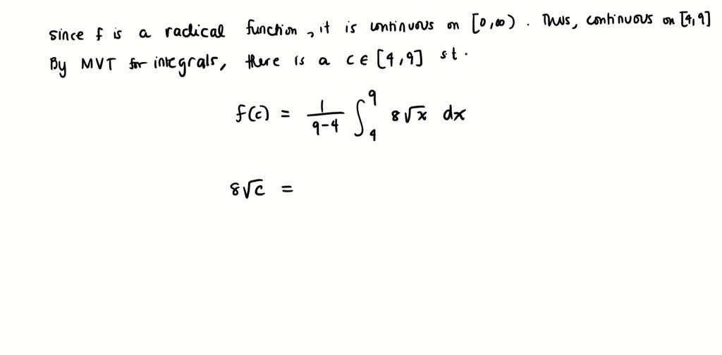 the mean value theorem for integrals homework answers