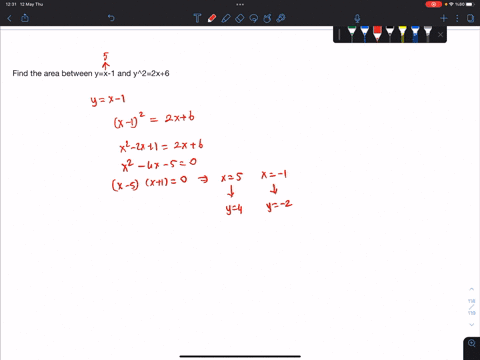 find-the-area-between-yx-1-and-y22x6-27723