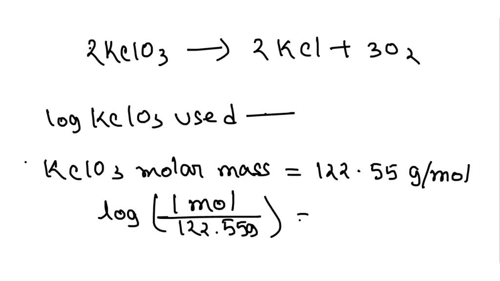 SOLVED: Consider the following decomposition reaction: 2 KClO3 (s) –> 2 ...