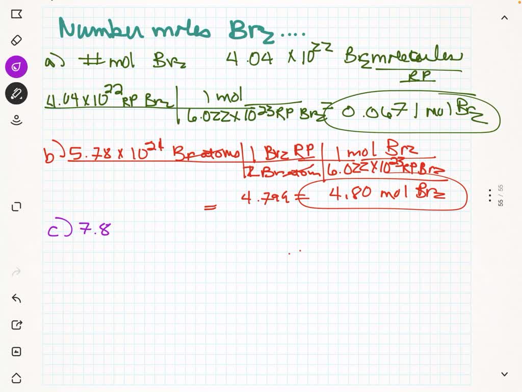 SOLVED Determine the number of moles of Br2 in a sample consisting of