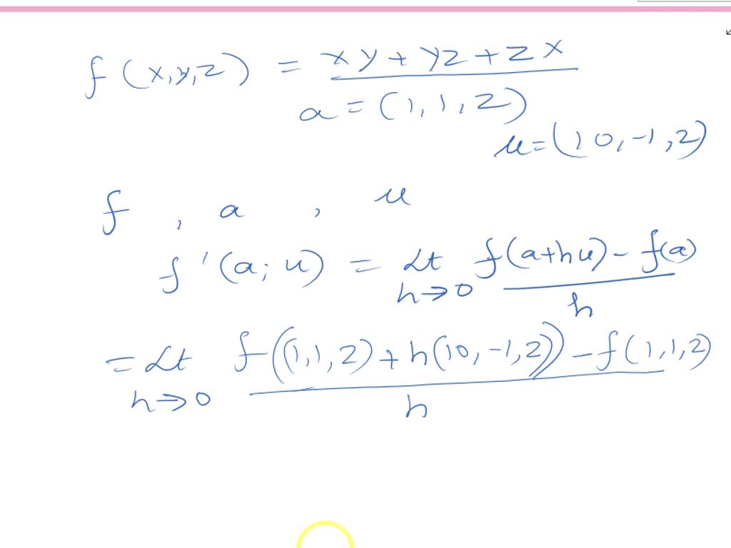 Solved 5 Part I Find The Directional Derivative Of The Function F X