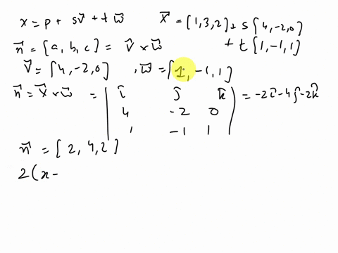 how-to-find-the-general-equation-ot-plane-in-r-with-vector-equation-x-p-sv-tw-find-non-zero-vector-n-abc-that-orthogona-to-both-and-2-expand-the-equation-in-normal-form-with-position-vector-22097