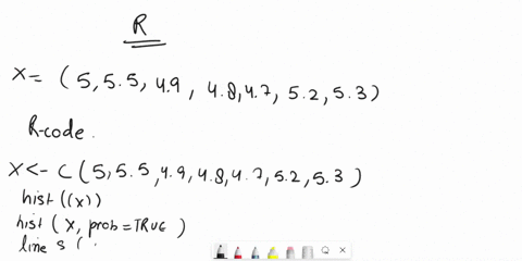 code-r-to-draw-a-histogram-and-density-symmetric-fitted-line-for-the-following-set-of-numbers-x-5-55-49-48-47-52-53-74792