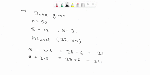 A sample data of size n50 has mean 28 and standard deviation...