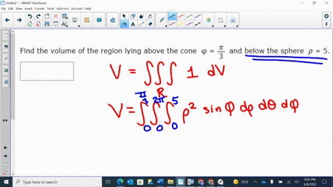 find-the-volume-of-the-region-lying-above-the-cone-3-and-below-the-sphere-p-5_-97485