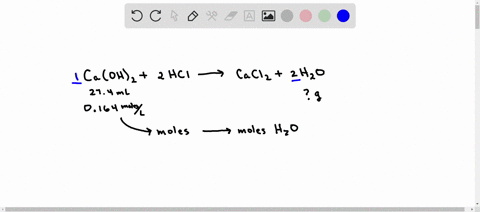 how-many-grams-of-water-are-produced-if-274-ml-of-the-0164-m-calcium-hydroxide-solution-is-reacted-with-excess-hydrochloric-acid-caoh2-aq-2-hcl-aq-cacl2-aq-2-h2o-l-43833