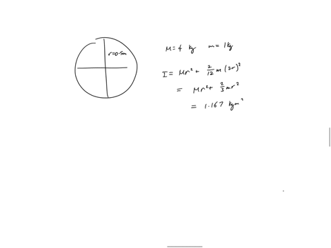 The wheel is made from a 5-kg thin ring and two 2-kg slender rods. If ...