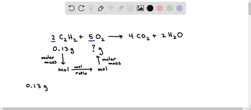 SOLVED: The balanced equation for the reaction of acetylene, C2H2, and ...