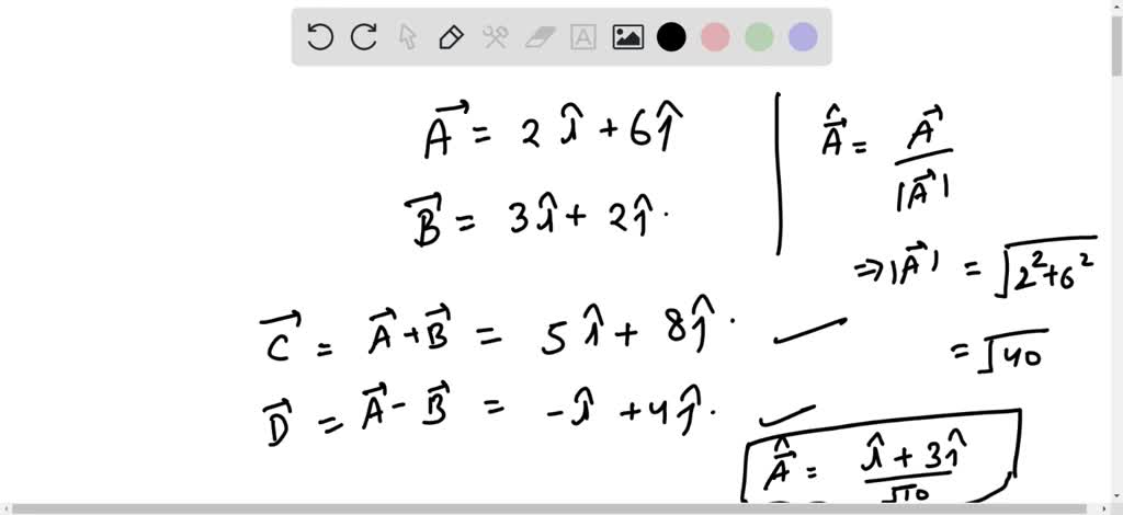 SOLVED: Given The Vectors 2.00i + 6.00j And 3.00i + 2.00j, (a) Draw The ...