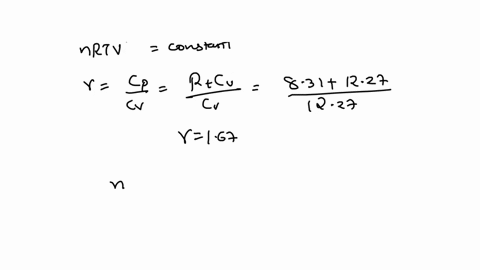 3-in-a-thermodynamic-process-involving-78-moles-of-an-ideal-gas-the-gas-is-at-an-initial-temperature-of-24c-and-has-an-initial-volume-of-0040-m-the-gas-expands-adiabatically-to-volume-of-008-48722