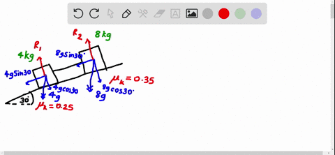 two-blocks-with-masses-400-kg-and-800-kg-are-connected-by-a-string-and-slide-down-a-300circ-inclined-plane-textbffig-p596-the-coefficient-of-kinetic-friction-between-the-400-kg-block-and-the-plane-i-3