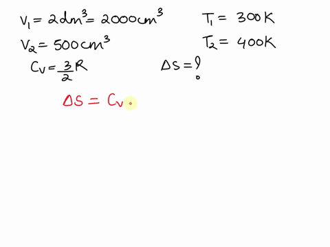 calculate-the-change-in-molar-entropy-when-a-sample-of-argon-is-compressed-from-20-dm3-to-500-cm3-and-simultaneously-heated-from-300-k-to-400-k-take-cvm-32r-10693