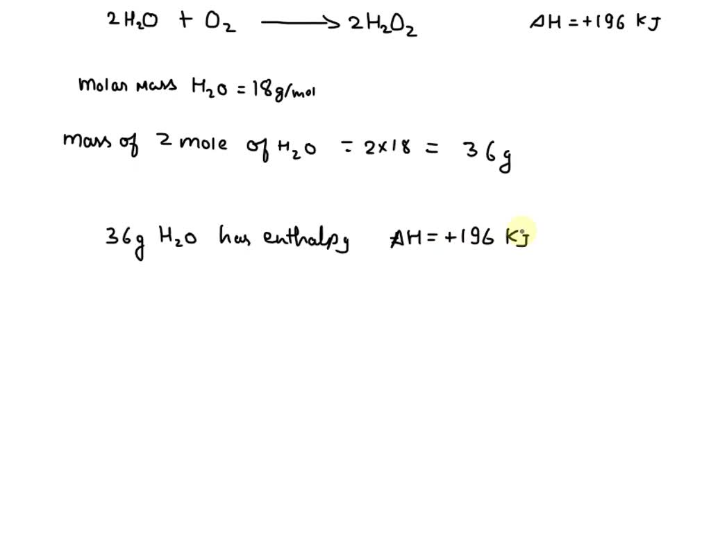 SOLVED Hydrogen peroxide can be formed from water and oxygen by the