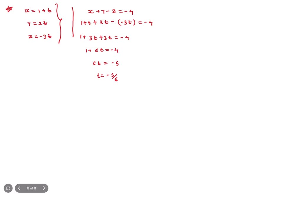 Solved 1 Point Find The Point P Where The Line X 1 T Y 2t Z 3t Intersects The Plane X