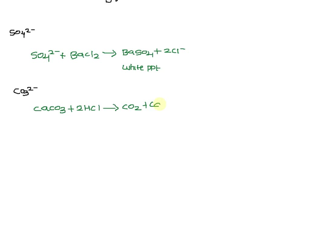 Solved: Anion Add Hno3 Add H2o, Ba(no3)2 Add Agno3 Co3^2- Colourless 