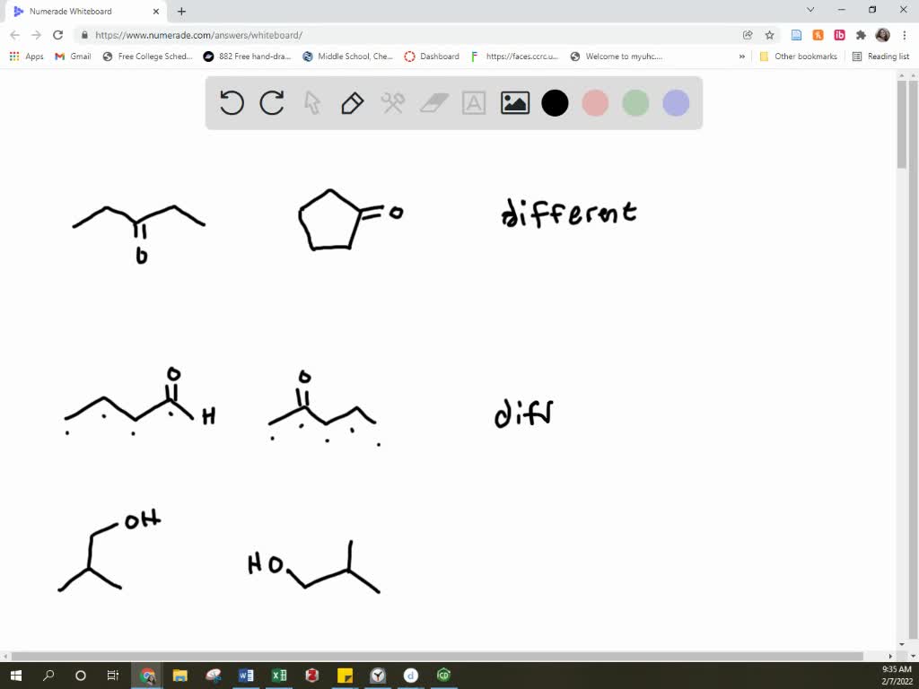 SOLVED: Texts: Compare the two structural formulas in each set. Do they ...