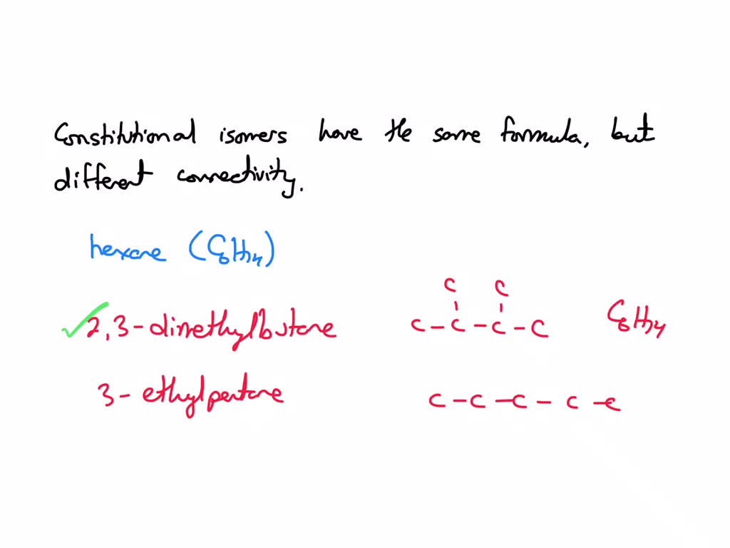 SOLVED: Which of the following are constitutional isomers of hexane ...