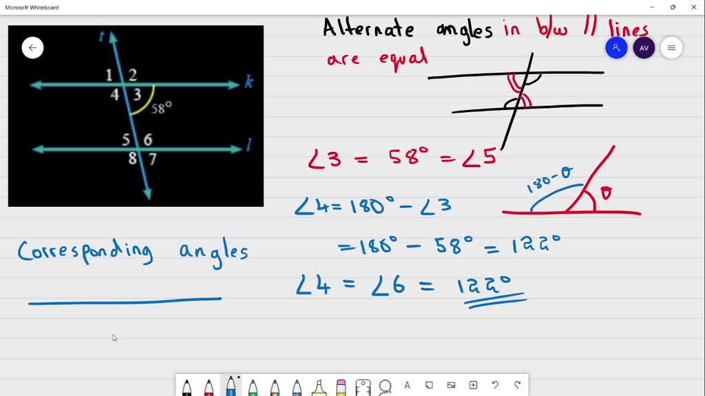 SOLVED: The measure of one angle is shown in the figure. Given k | l ...