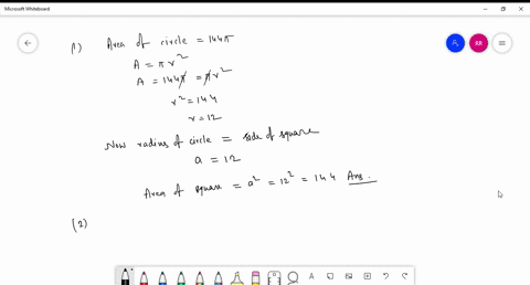 1-if-the-square-has-its-side-equal-to-the-radius-of-that-circle-which-has-an-area-144-cm2-then-the-area-of-that-square-will-be-2-the-area-of-the-base-of-a-rectangular-tank-is-225-m2-and-the-50307