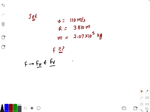 a-jet-flying-at-110-ms-banks-to-make-a-horizontal-circular-turn-the-radius-of-the-turn-is-3810-m-and-the-mass-of-the-jet-is-207-105-kg-calculate-the-magnitude-of-the-necessary-lifting-force-22689