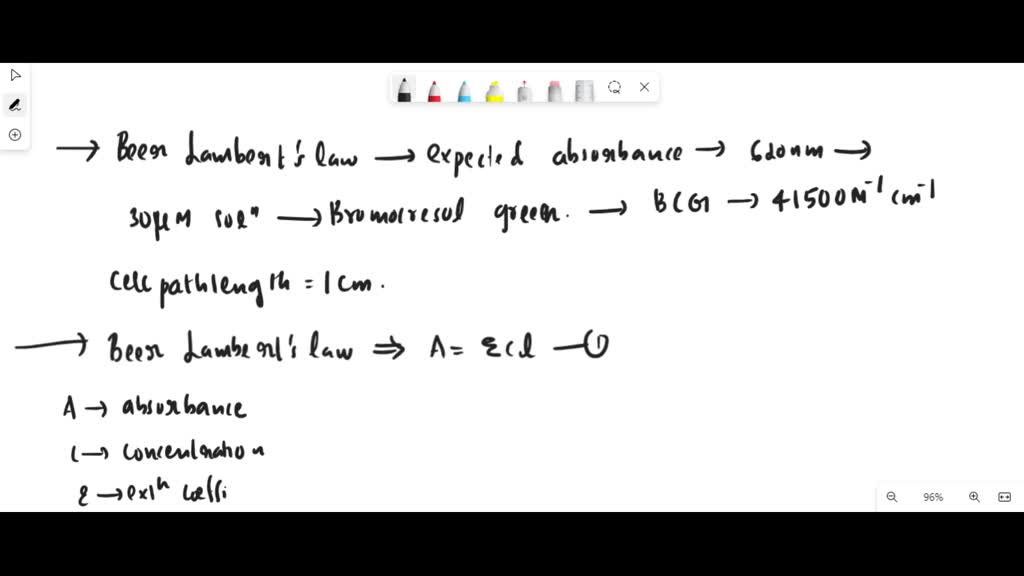 SOLVED Use BeerLambert's Law to calculate (to three decimal places