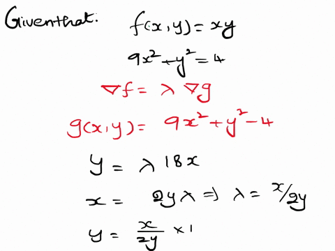 point-find-the-maximum-and-minimum-values-of-fxy-xy-on-the-ellipse-92-y-4-maximum-value-minimum-value-83794