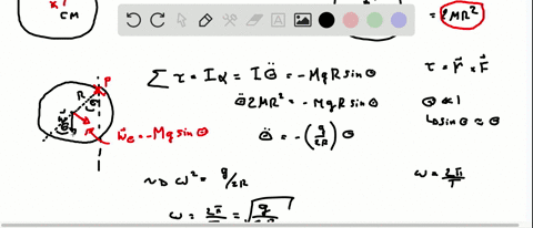 1-rotational-oscillations-a-thin-uniform-hoop-of-mass-m-and-radius-r-is-suspended-from-a-horizontal-rod-and-set-oscillating-with-small-amplitude-as-shown-to-the-right-show-that-the-period-of-oscillati