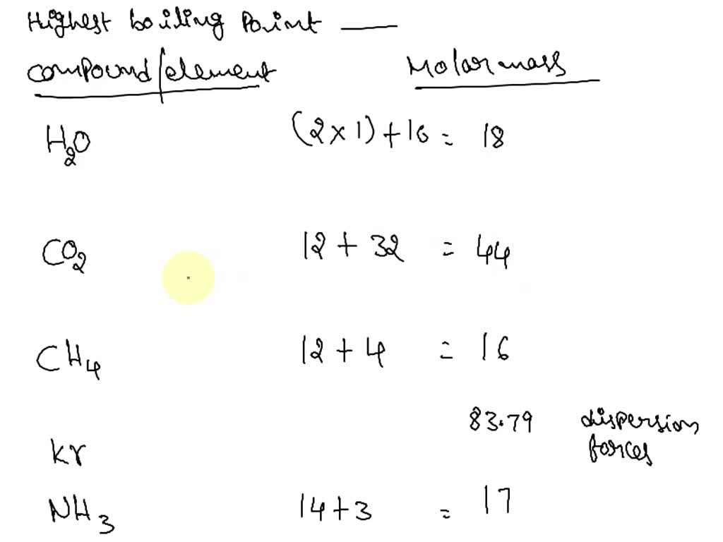 SOLVED Of the following substances, mass of each) has the highest