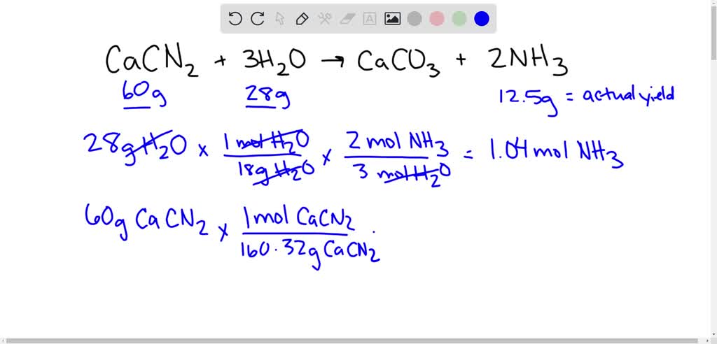 SOLVED: .Consider the following reaction: CaCN2(s) + H2O(l) CaCO3(s ...