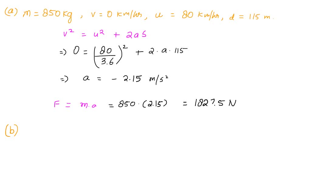 SOLVED: Calculate the force needed to bring 850 kg car to rest from ...