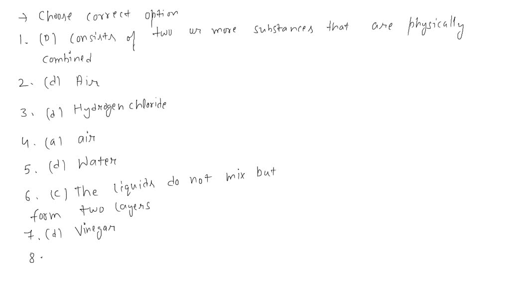 SOLVED: Which Of These Statements Correctly Describes A Mixture? A ...