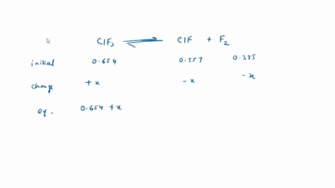 A mixture of 0.681 atm CIF3, 0.537 atm F2, and 0.477 atm CIF is heated ...