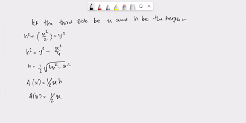 find-the-maximum-area-of-an-isosceles-triangle-whose-equal-sides-are-10-mathrmcm-in-length-use-hal-2-61772