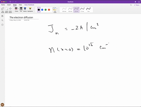 the-electron-diffusion-current-density-in-a-semiconductor-is-a-constant-and-is-given-by-jn-2-acm2-the-electron-concentration-at-x-0-is-n0-1015-cm-3-a-calculate-the-electron-concentration-at-x-20-m-if-