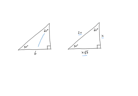 find-the-remaining-sides-of-a-30-deg-60-deg-90-deg-triangle-if-the-side-opposite-60-deg-is-6