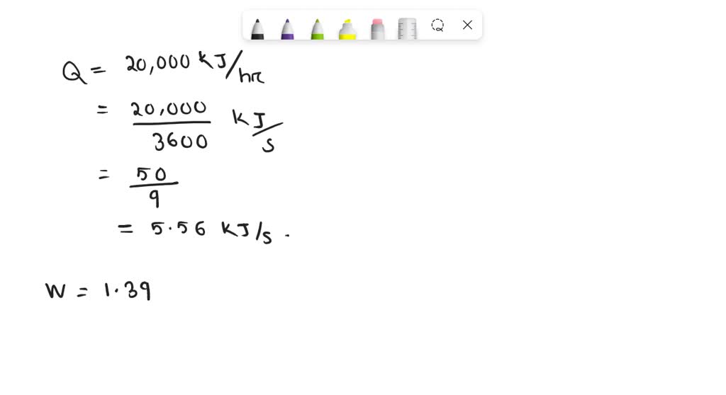 A heat pump delivers 20 000 kJ/hr of heat with a 1.39 kW input