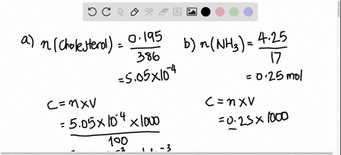 calculate-the-molarity-of-each-of-the-following-solutions-a-0195-g-of-cholesterol-c27h46o-in-0100-l-of-serum-the-average-concentration-of-cholesterol-in-human-serum-b-425-g-of-nh3-in-0500-l-62392