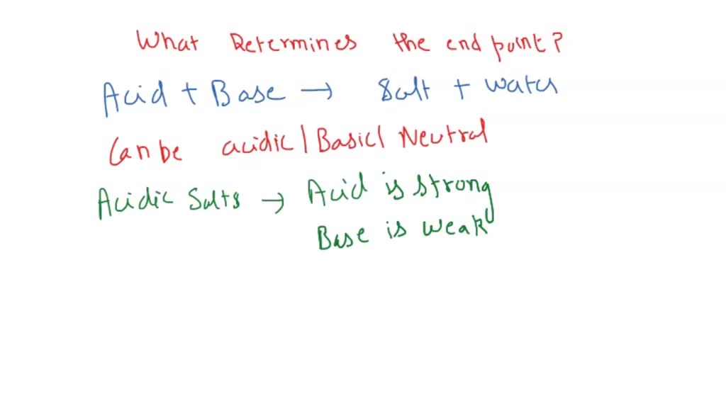 SOLVED the indicated endpoint of an acidbase titration seldom occurs at a pH of 7. what