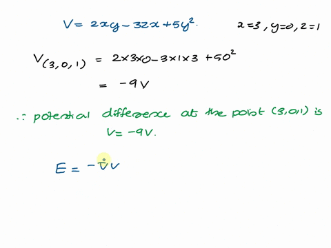 the-electric-potential-in-region-is-given-by-v-20ry-30zt-50y2-with-v-in-volts-and-the-coordinates-in-meters-para-find-the-potential-of-the-lectric-field-at-the-point-i-3-m-y-0-m-2-1-m-expres-43116