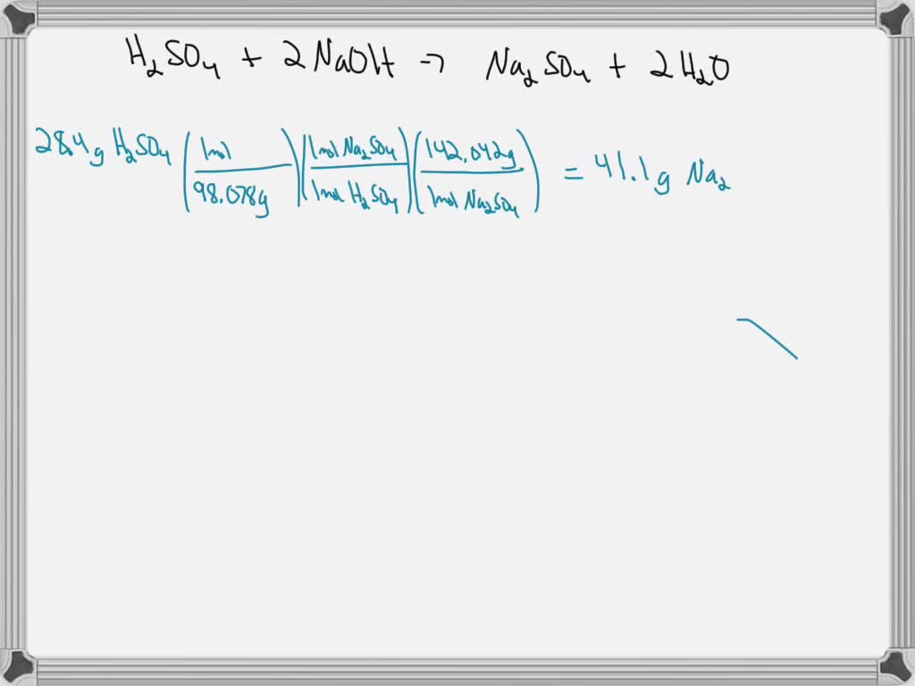 SOLVED Aqueous sulfuric acid H2SO4 reacts with solid sodium hydroxide